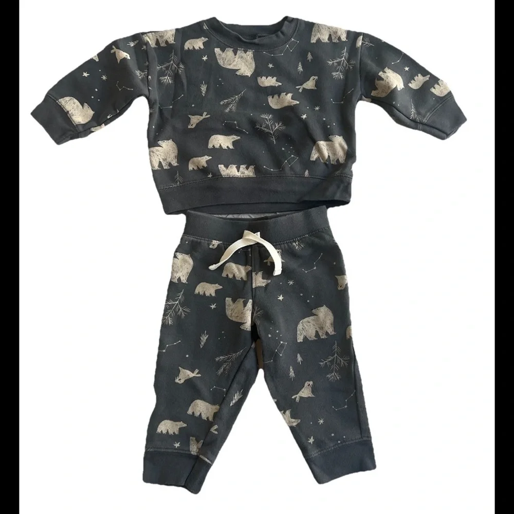 Carter’s Gray 2 Piece Pajama‎ Set W/polar Bears 12 Months (0509)